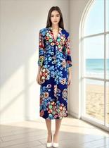 Tunica Longa Indiana, Viscose, Abotoamento Frontal, C.17457 Tunica Longa Indiana, Viscose, Abotoamento Frontal, C.17457