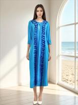 Tunica Longa Sobretudo Saída De Praia Indiano Em Viscose, Cód. 1136