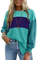 Túnica Plus Size OFEEFAN - Manga Comprida Azul-Petróleo