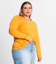 Túnica plus size 'v" em malha tricô