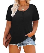 Túnica RITERA Plus Size de manga curta e gola redonda para mulheres Túnica RITERA Plus Size de manga curta e gola redonda para mulheres