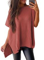 Túnica SHEWIN 2025 para mulheres, casual, de gola redonda, vermelha, média Túnica SHEWIN 2025 para mulheres, casual, de gola redonda, vermelha, média