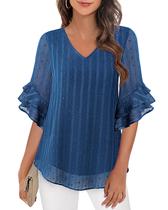 Túnica VALOLIA azul marinho, blusa de festa feminina, XL
