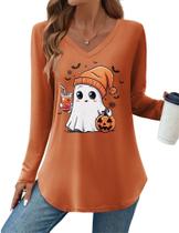 Túnica Zeagoo Halloween com decote em V e manga comprida para mulheres