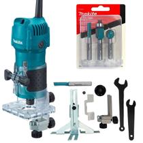 Tupia 6 mm (1/4 pol) 530 watts + jogo de fresa - 3709-p - makita