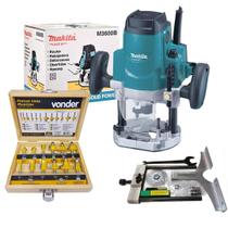 Tupia De Coluna Makita Mt M3600b 1650w 12mm + kit 12 fresas