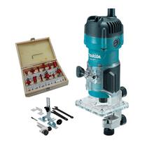 Tupia Makita 530W Mt M3700B 220V + Jogo Fresas Madeira 6Mm Tupia Makita 530W Mt M3700B 220V + Jogo Fresas Madeira 6Mm
