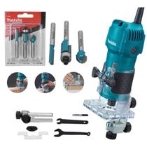 Tupia Manual Laminados 3709 220V Makita + Jogo de Fresas p/ Madeira 3 peças