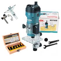 Tupia Manual Makita, 530W, 6mm, com Kit Exclusivo com 6 Fresas Vonder Profissional Marcenaria M3700B