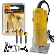Tupia para Laminado 6mm 650W EVTUP110/220 com Kit 3 Fresas para Madeira 6mm EVJF-03 EVALD