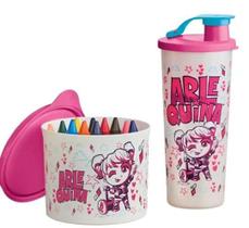 Tupperware Arlequina Kit 2 Peças Copo Com Bico E Potinho Pink