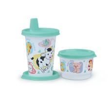 TUPPERWARE COPINHO 200 ml BABY INFANTIL 2 TAMPAS E POTINHO 140 ML FAZENDINHA