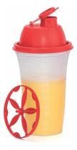 Tupperware copo quick shake base transparente tampa vermelha