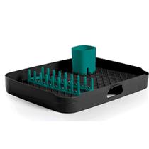 tupperware escorredor de louças modular quadrado, organização, preto com verde
