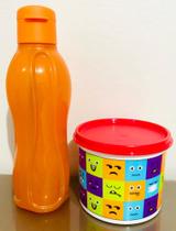 Tupperware Importada Kit Eco Tupper Com Glitter 500ml + Redondinha Emojis 500ml