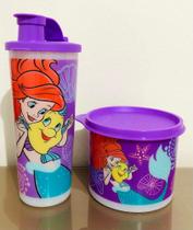 Tupperware Importada Princesa Ariel Kit Redondinha E Copo