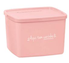 Tupperware Jeitoso 800ml Aqui Tem Carinho - Rosa