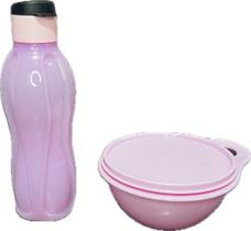 Tupperware Kit 2 Peças Pote Mini Criativa E Garrafa Rosa