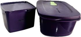 Tupperware Kit 2 Peças Tigela Cristalwave 1,7L E Aqui Tem Feijoada 800Ml Roxo
