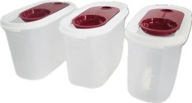 Tupperware Kit 3 Peças Porta Cereais Com Tampa Colher