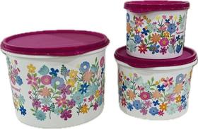 Tupperware Kit 3 Peças Potes Bouquet Amor