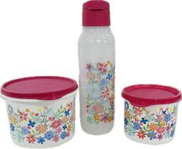 Tupperware Kit 3 Peças Potes E Garrafa Bouquet Amor