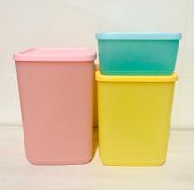Tupperware Kit 3 Peças Refri Line Colors Quadrados