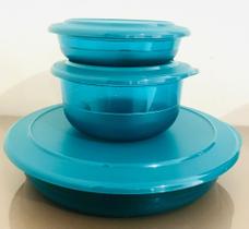 Tupperware Kit 3 Peças Tigela Cristal Em Policarbonato Verde