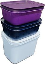 Tupperware Kit 3 Potes Freezer Line Gelo, Azul E Roxo Tupperware Kit 3 Potes Freezer Line Gelo, Azul E Roxo