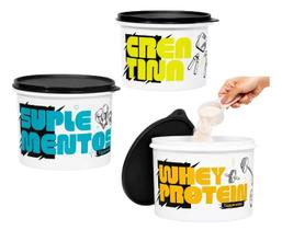 Tupperware Kit 3 Potes Porta Whey Creatina E Suplementos Academia Tupperware Kit 3 Potes Porta Whey Creatina E Suplementos Academia