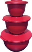 Tupperware Kit 3 Tigelas Para Alimentos Vermelhas