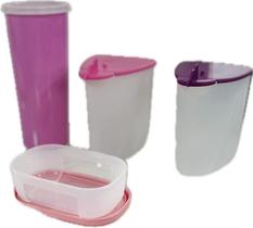 Tupperware Kit 4 Peças Dispensers 350Ml Copo Com Tampa 470Ml E Mini Potinho