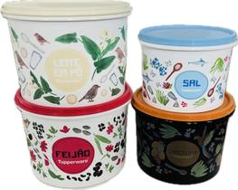 Tupperware Kit 4 Peças Feijão Leite Em Pó Chocolate E Sal Floral