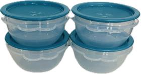 Tupperware Kit 4 Peças Super Mini Instant 400Ml Azul Caribe