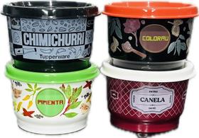 Tupperware Kit 4 Potes Para Especiarias 140mL Floral E Clássico