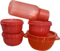 Tupperware Kit 5 Peças Garrafinha E Potinhos Rosa E Salmão