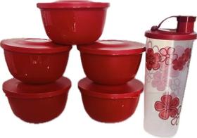 Tupperware Kit 6 Peças Copo Com Bico 470Ml E Potinhos 400Ml Vermelho Tupperware Kit 6 Peças Copo Com Bico 470Ml E Potinhos 400Ml Vermelho