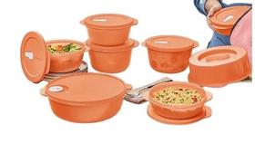 Tupperware Kit 8 Peças Cristalwave Salmão