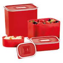 Tupperware Kit Baseline Retangular Vermelha 4 peças