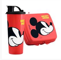 Tupperware Kit Copo com Bico Mickey + Porta Sanduíche Quadrado Mickey