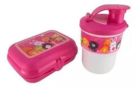Tupperware Kit Infantil Copo Com Bico + Snack Rosa.