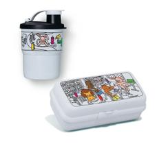 Tupperware kit infantil porta sanduíche retangular e copo com bico criar e brincar 2 peças