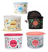 Tupperware Kit (jogo) Mantimento Floral 5 Peças C/arroz 2 Kg