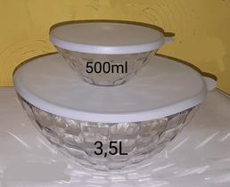 Tupperware Kit Tigela Prisma Transparente 2 peças Policarbonato: 500ml + 3,5 litros