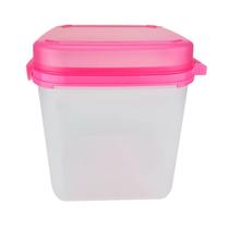 Tupperware Modular Quadrada Classic em Policarbonato Transparente com Tampa Pink
