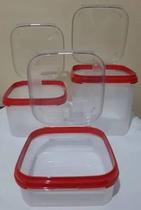 Tupperware modurares quadrado policarbonato transparente kit 4 peças