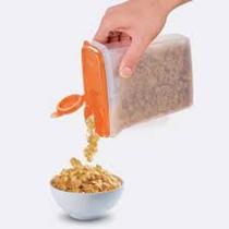 Tupperware Porta Cereais 850ml Translúcido e Tampa Laranja