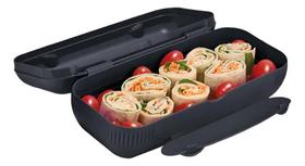 Tupperware porta sanduíche quadrado com travas preto 1 litros