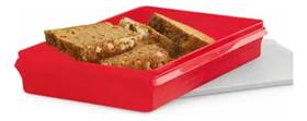 Tupperware pote max caixa 3,5 litros refri box linha geladeira retangular baixa vermelha