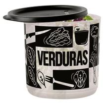 Tupperware pote refri line redondo verduras preto e branco